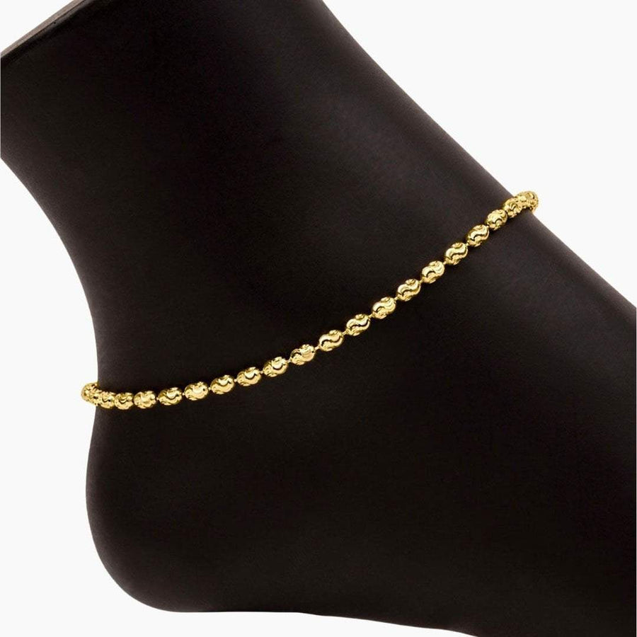 Eros Milano Anklet Adjustable Moon Cut Bead Anklet (Gold)