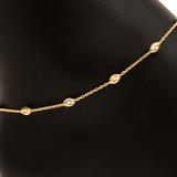 Eros Milano Anklet Adjustable Moon Cut Bead Anklet (Gold)