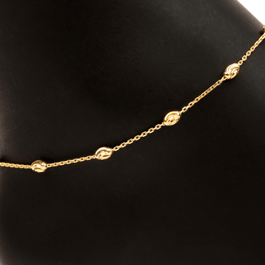 Eros Milano Anklet Adjustable Moon Cut Bead Anklet (Gold)