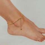Eros Milano Anklet Adjustable Moon Cut Bead Anklet (Gold)