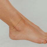 Eros Milano Anklet Adjustable Moon Cut Stazione Bead Anklet (Gold)