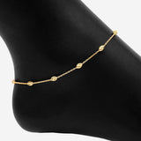 Eros Milano Anklet Adjustable Moon Cut Stazione Bead Anklet (Gold)