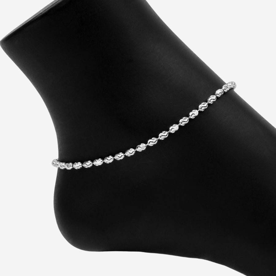 Eros Milano Anklet Adjustable Sterling Silver Moon Cut Bead Anklet