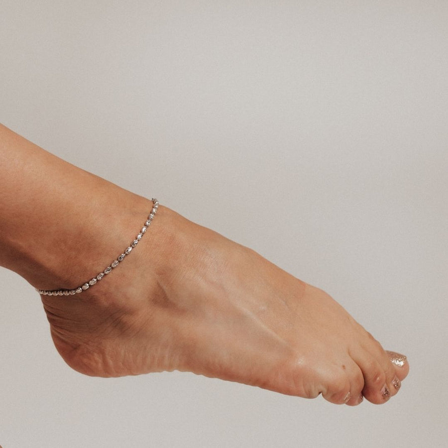 Eros Milano Anklet Adjustable Sterling Silver Moon Cut Bead Anklet