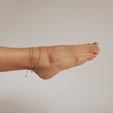 Eros Milano Anklet Adjustable Sterling Silver Moon Cut Bead Anklet