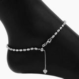 Eros Milano Anklet Adjustable Sterling Silver Moon Cut Bead Anklet