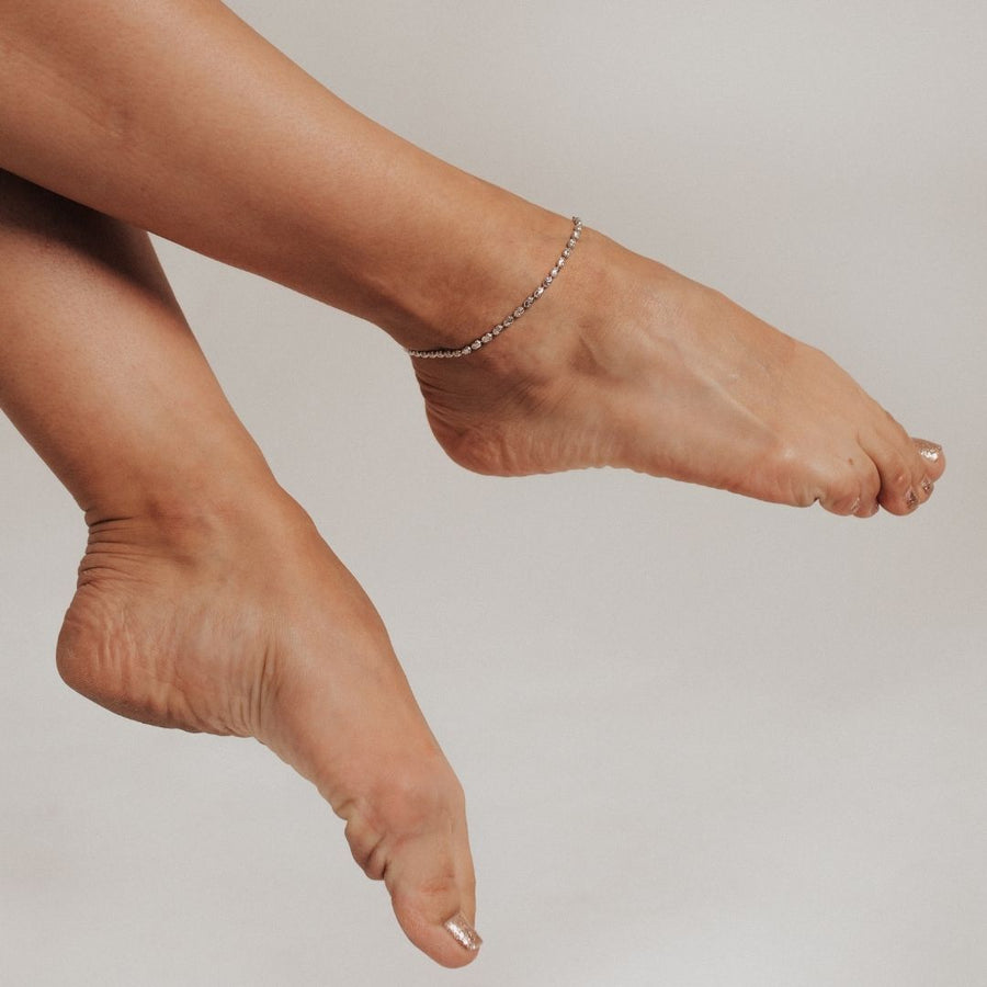 Eros Milano Anklet Adjustable Sterling Silver Moon Cut Bead Anklet