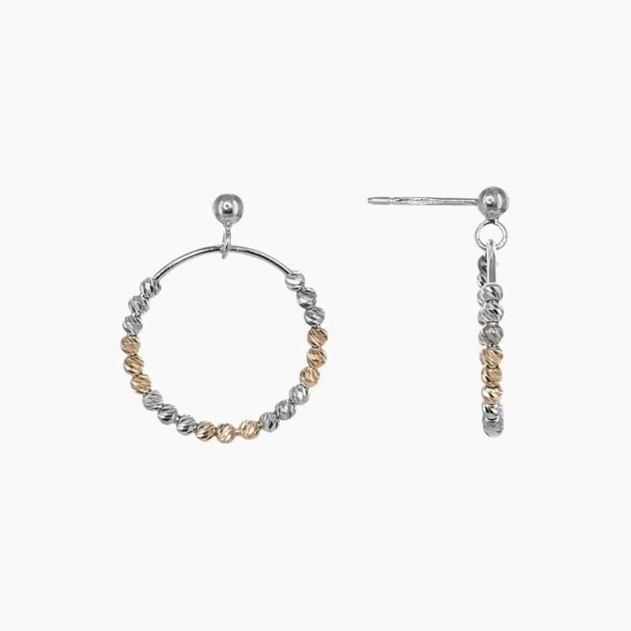 Eros Milano Earrings Rose / Silver Single Ring Earrings in Rose Gold and Rhodium Overlay