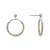 Eros Milano Earrings tri-color Single Ring Earrings in Gold, Rose Gold, and Rhodium Overlay