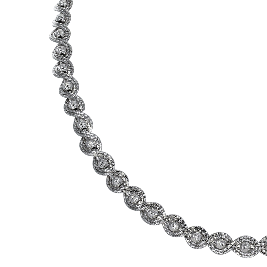 Eros Milano Necklaces Default Title / Silver Saturn Bead Necklace in Rhodium Overlay