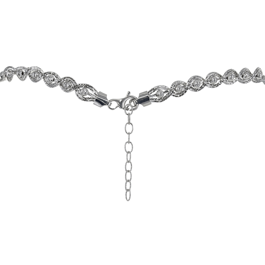 Eros Milano Necklaces Default Title / Silver Saturn Bead Necklace in Rhodium Overlay