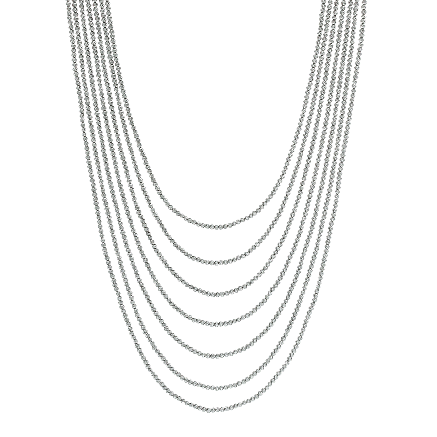 Eros Milano Necklaces Default Title / Silver Sirius 7-Strand Italian Bead Statement Necklace with Rhodium Overlay