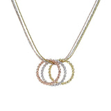 Eros Milano Necklaces Default Title / tri-color 3-Ring Necklace with Gold, Rose Gold, and Rhodium Overlay