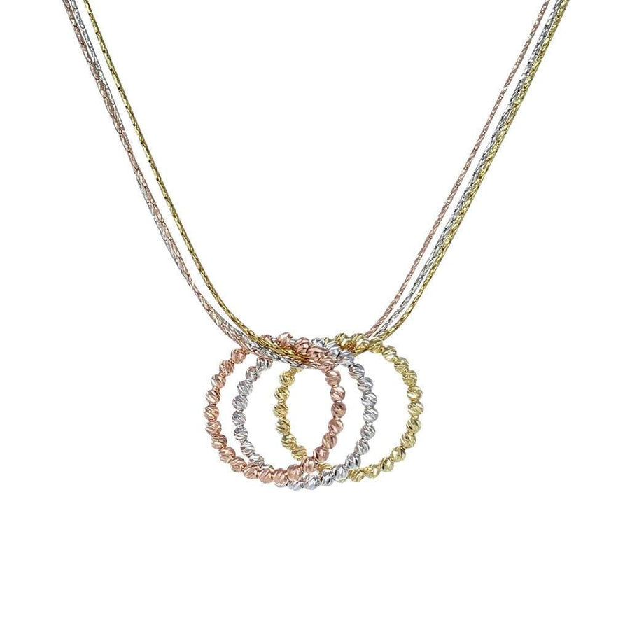 Eros Milano Necklaces Default Title / tri-color 3-Ring Necklace with Gold, Rose Gold, and Rhodium Overlay