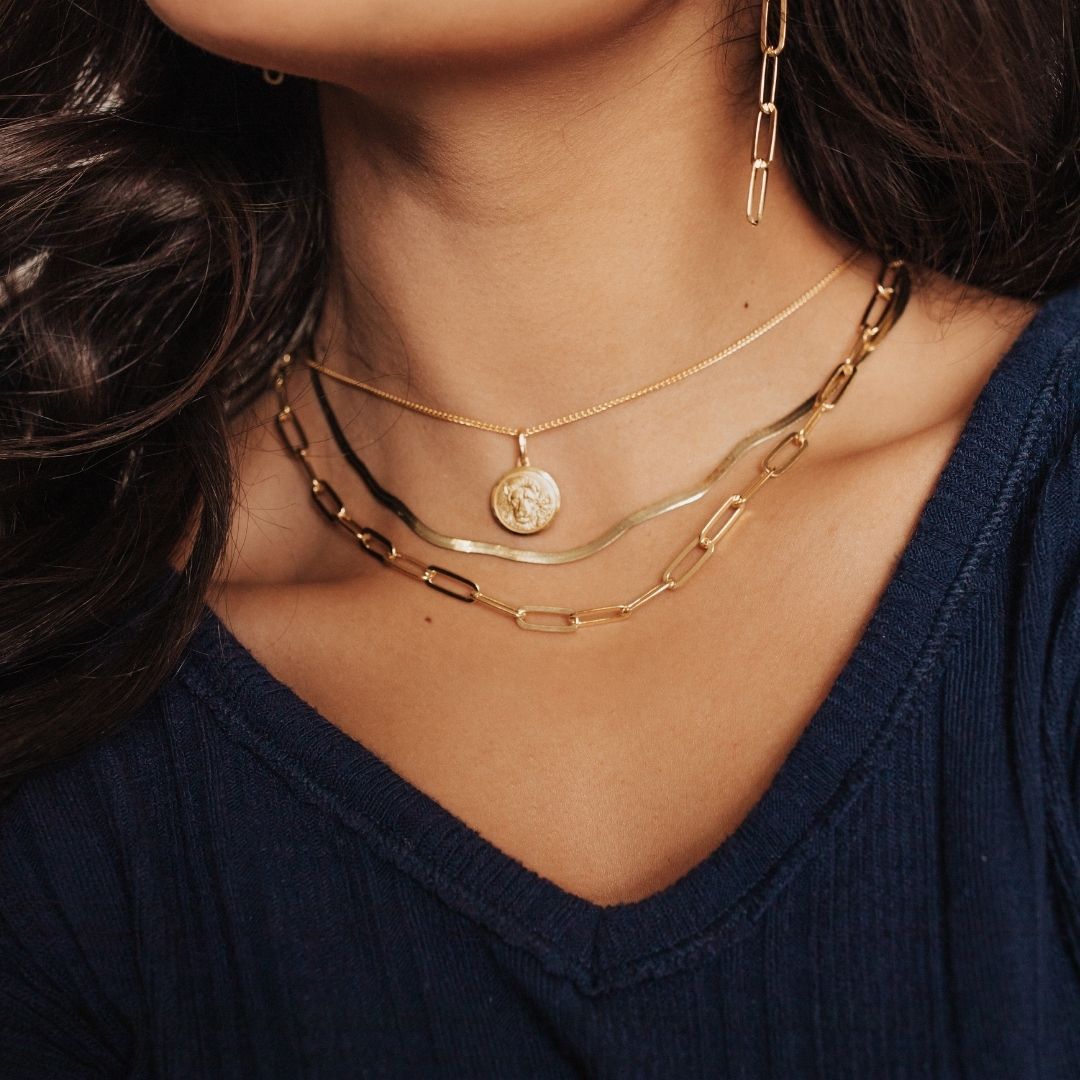 Ivy Name Paperclip Chain Necklace - Gold Vermeil - Oak & Luna
