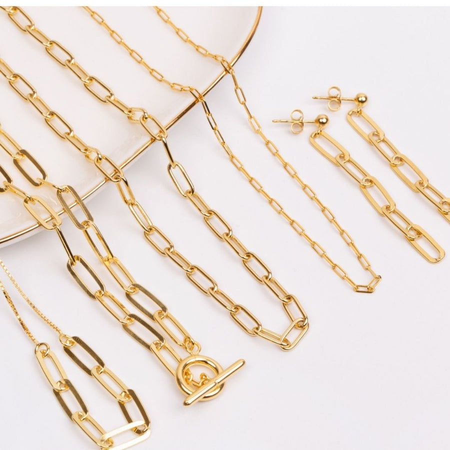 Eros Milano Necklaces Gold Alessia Paperclip Toggle Necklace