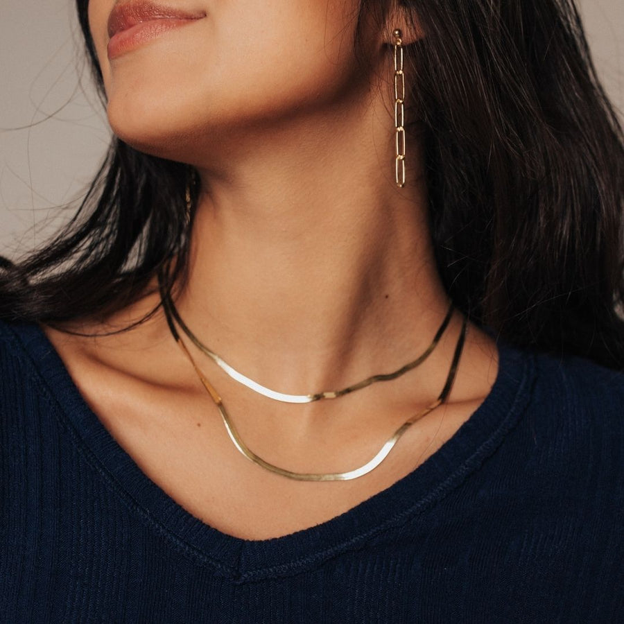 Eros Milano Necklaces Gold Hera 4mm Herringbone Necklace (Gold)