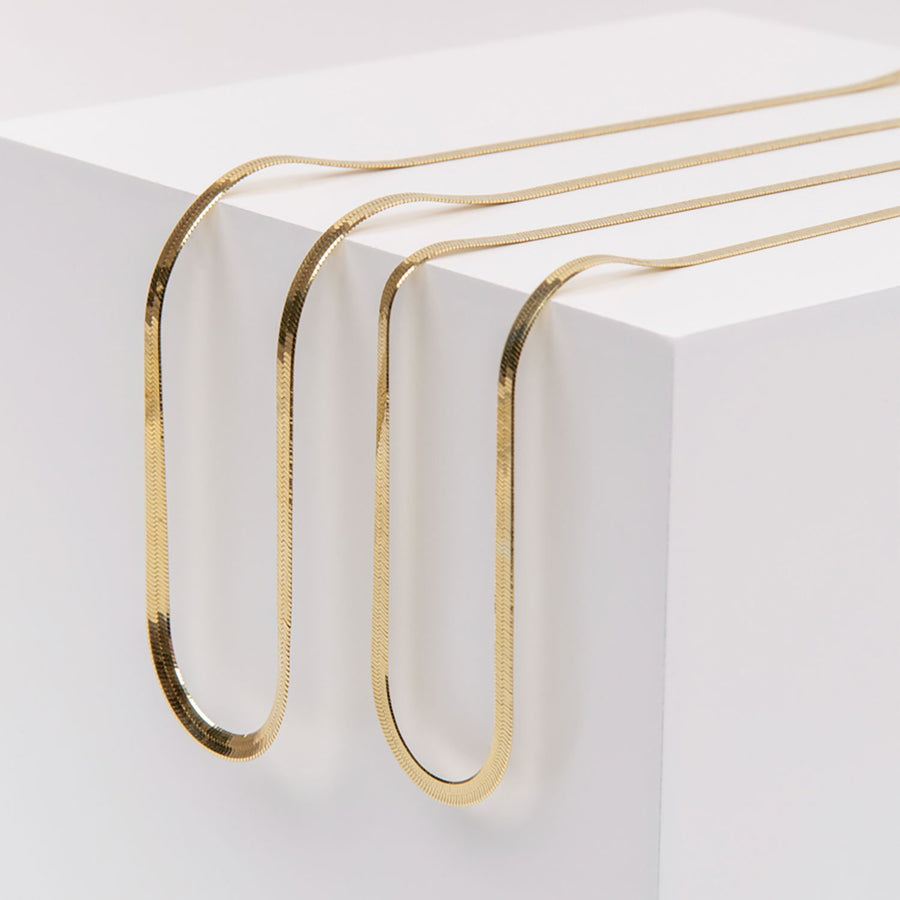 Eros Milano Necklaces Gold Hera 4mm Herringbone Necklace (Gold)