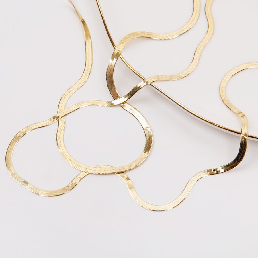 Eros Milano Necklaces Gold Hera 4mm Herringbone Necklace (Gold)