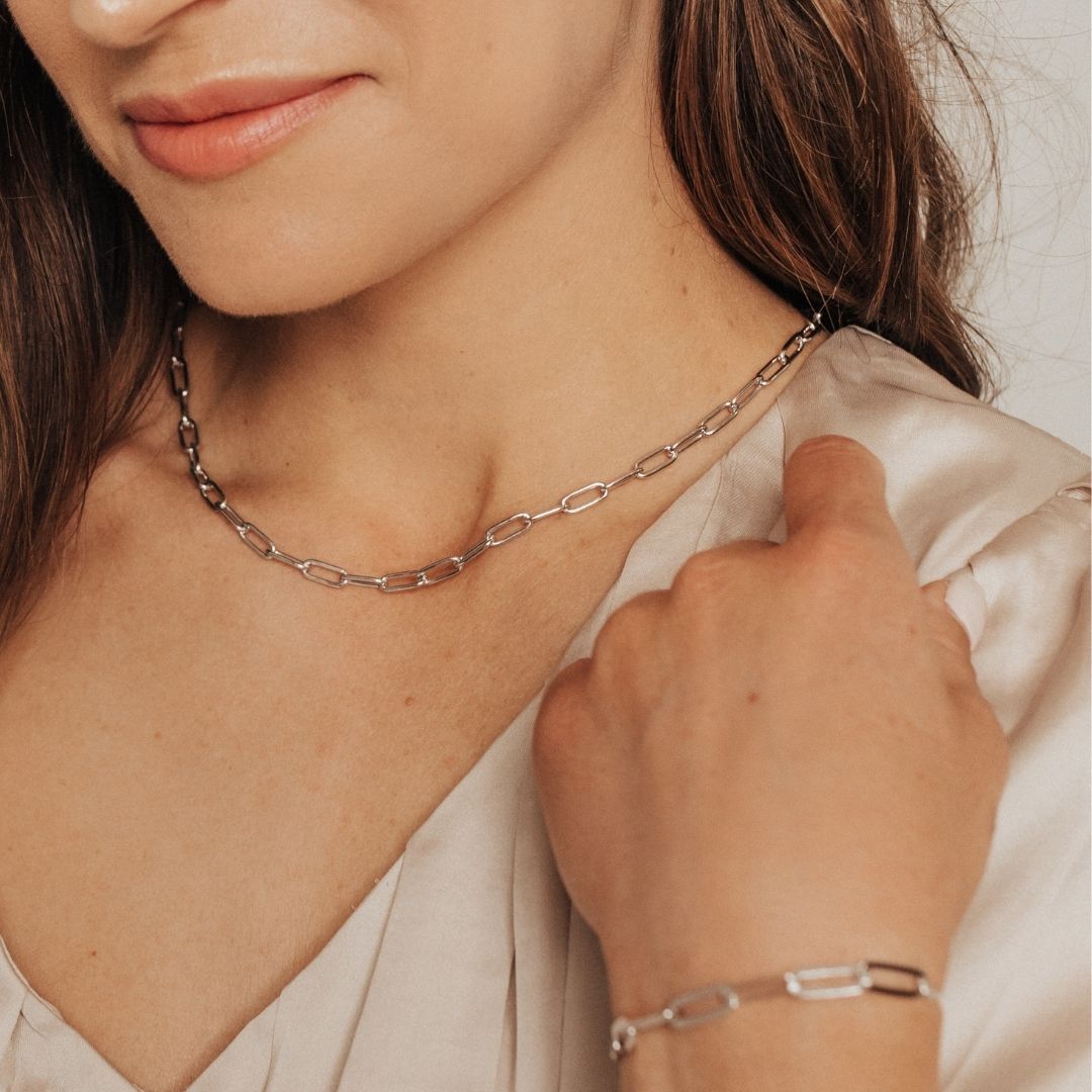 Chunky Paperclip Necklace Silver Roma Designer Jewelry
