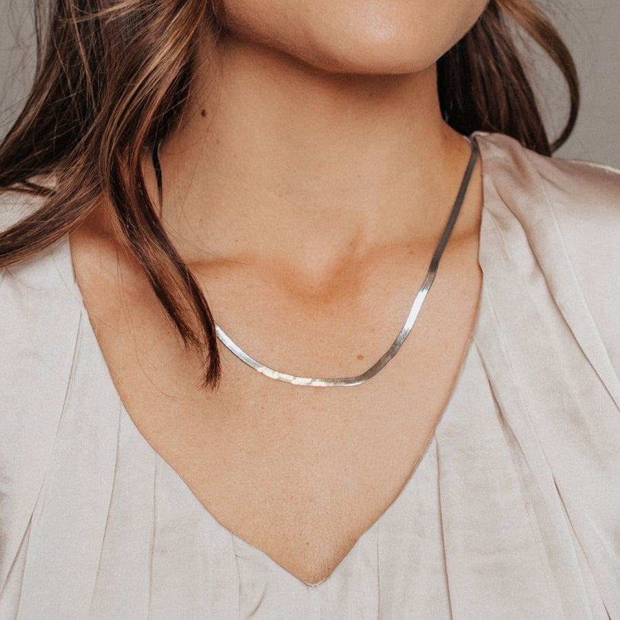 Eros Milano Necklaces Silver Hera 3mm Herringbone Necklace (Silver)