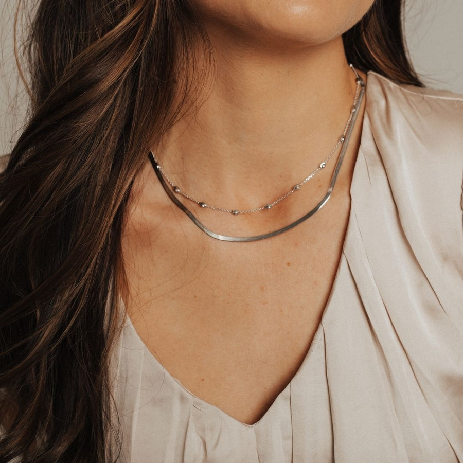 Eros Milano Necklaces Silver Hera 3mm Herringbone Necklace (Silver)