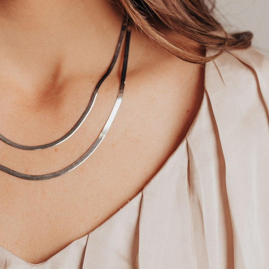Eros Milano Necklaces Silver Hera 3mm Herringbone Necklace (Silver)