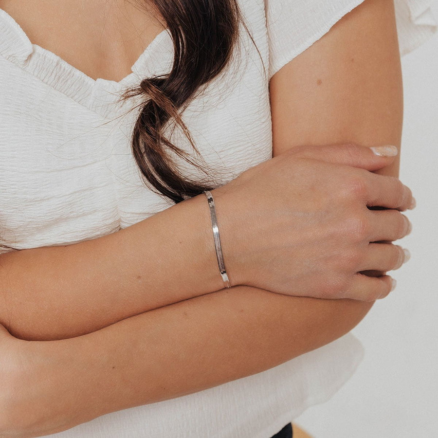 Eros Milano Necklaces Silver Hera 4mm Herringbone Bracelet (Silver)