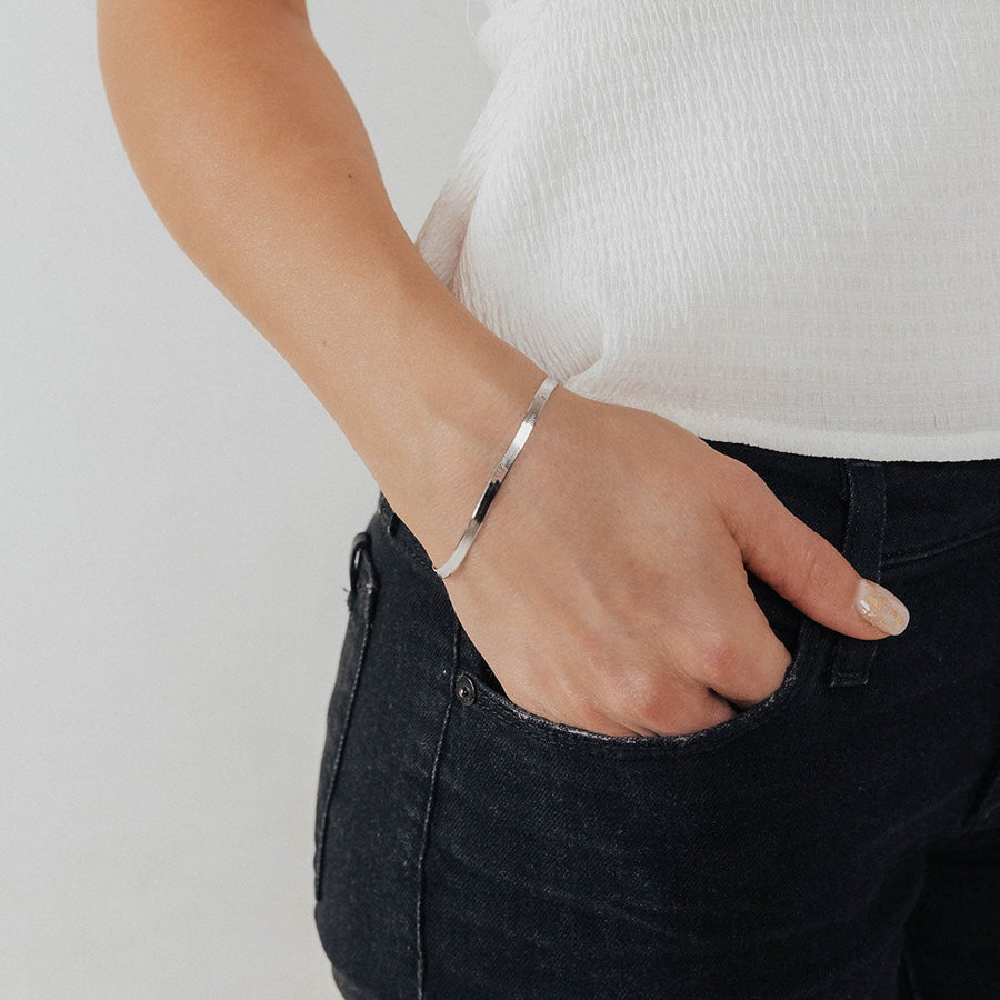 Eros Milano Necklaces Silver Hera 4mm Herringbone Bracelet (Silver)