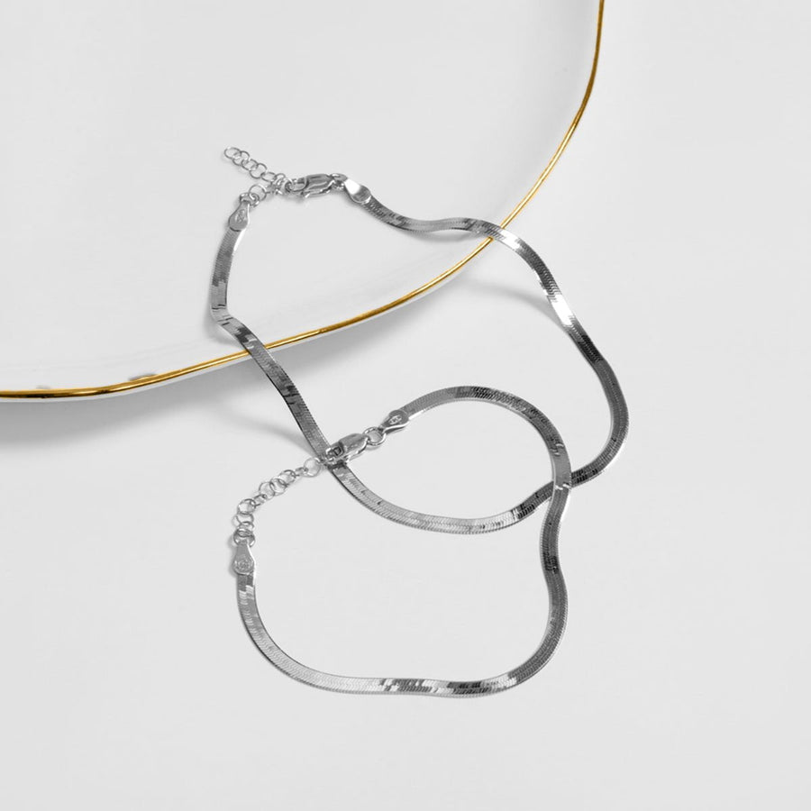 Eros Milano Necklaces Silver Hera 4mm Herringbone Bracelet (Silver)
