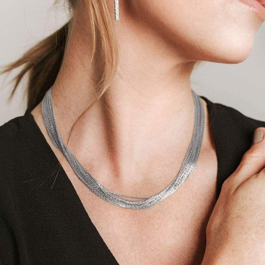 Eros Milano Necklaces Tri-Color Radiance 20-Strand Necklace in Sterling Silver