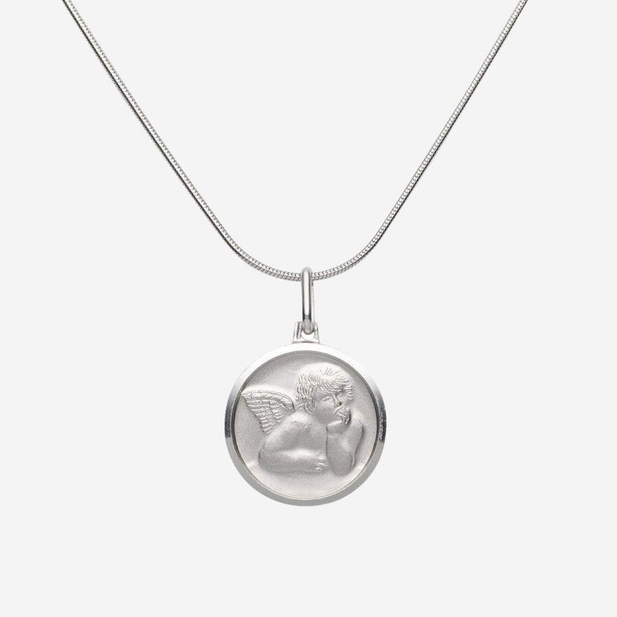 Eros Milano Pendants Guardian Angel Medallion in Sterling Silver