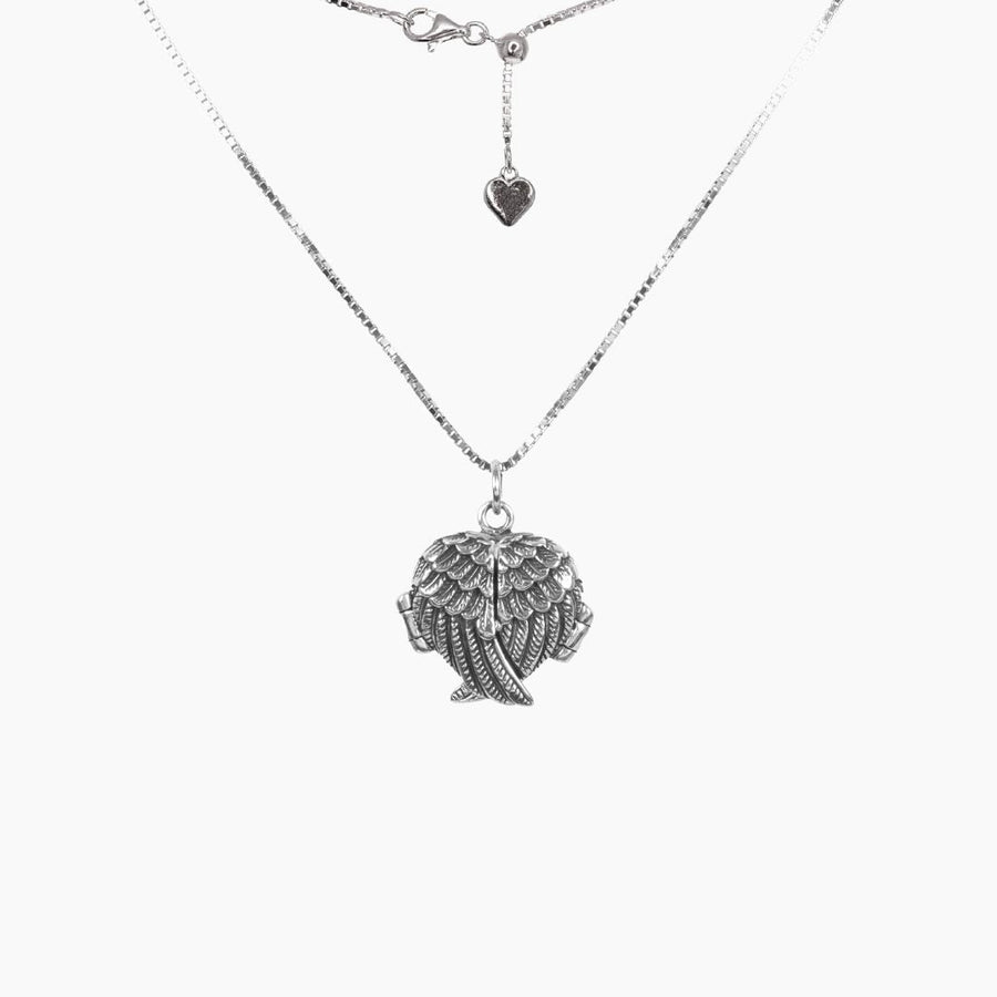 Eros Milano Pendants Locket + Chain Sterling Silver Angel Wing Locket