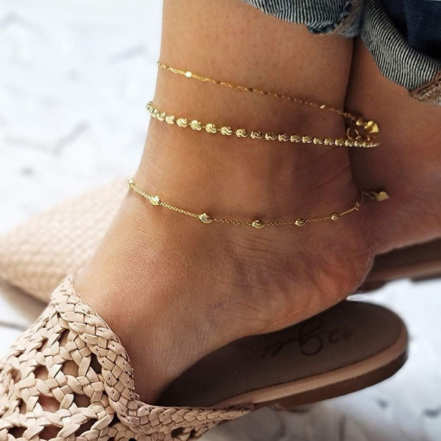 14k Yellow Gold Anchor Chain Anklet 3.2mm Gold Ankle Bracelet - Gift B –  Brilliant Bijou