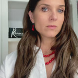 Coral 2-Bead Drop Earrings