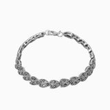 Marcasite Collection Bracelets Silver / Black Marcasite Rounded-Leaf Detail Bracelet