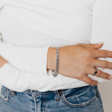 Marcasite Collection Bracelets Silver / Black Marcasite Rounded-Leaf Detail Bracelet