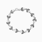 Marcasite Collection Bracelets White Sterling & Marcasite Bracelet with Mother of Pearl Flowerlets