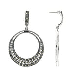Marcasite Collection Earrings Silver / Black Marcasite Open Circle Earrings