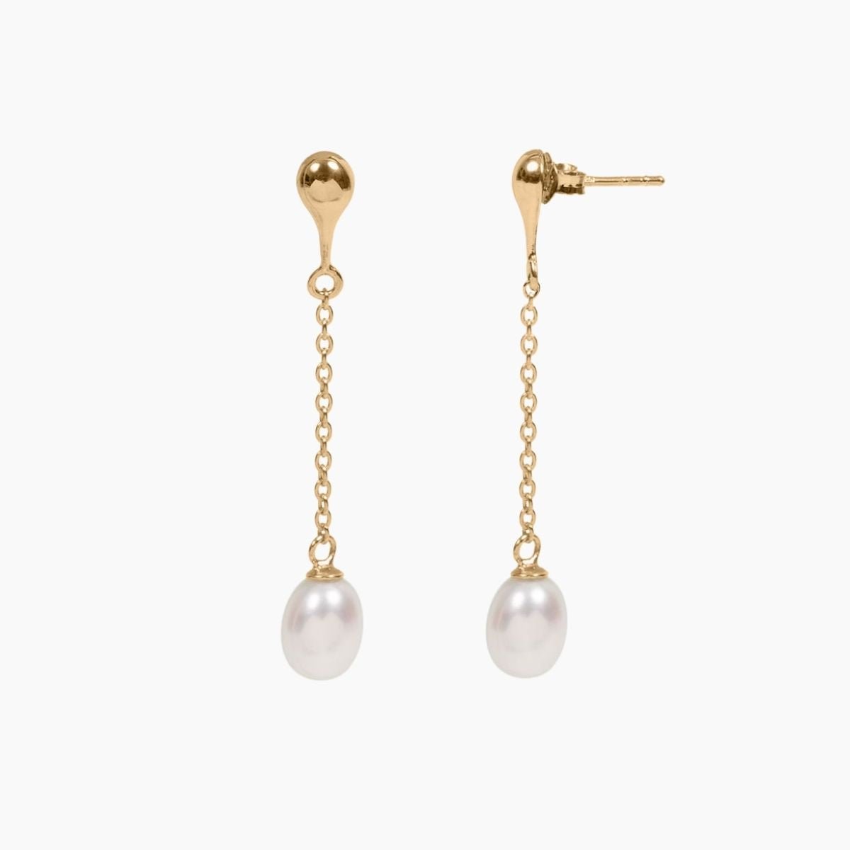 Freshwater Pearl Drop Earrings (Gold)