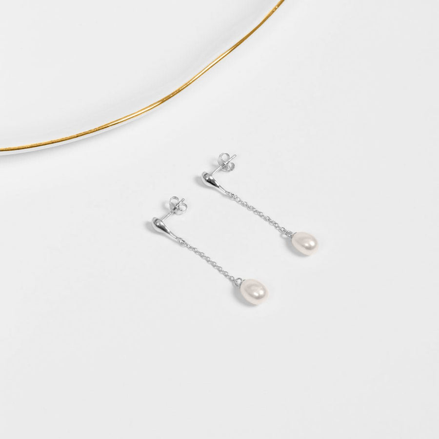 Masami Pearls Earrings Silver Freshwater Pearl Drop Earrings (Silver)