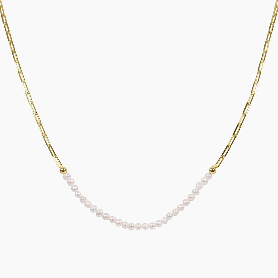 Masami Pearls Necklaces Gold Freshwater Pearl & Gold Paperclip Chain Necklace