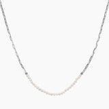 Masami Pearls Necklaces Silver Freshwater Pearl & Paperclip Chain Necklace