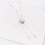 Masami Pearls Necklaces White Freshwater Pearl Bolo Necklace in Detailed Sterling Silver