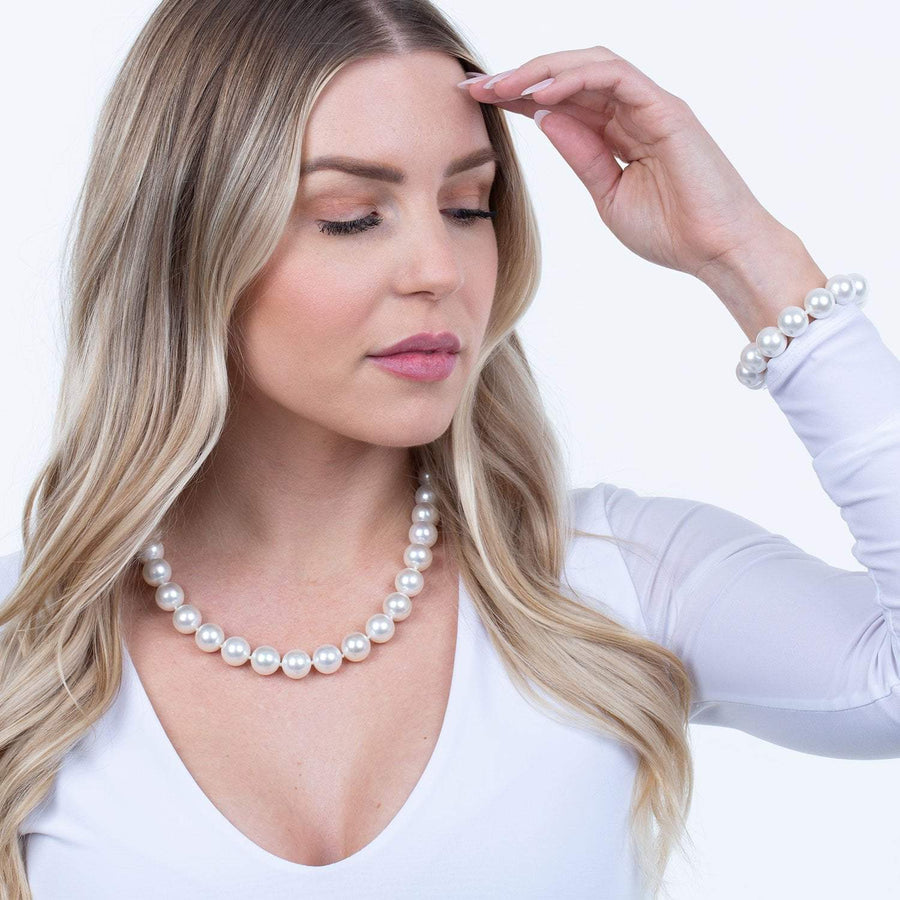 Masami Pearls Necklaces White Masami 20" South Sea Shell Pearl Strand Necklace (White)