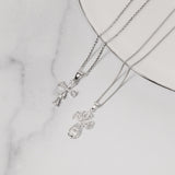 Masami Pearls Pendants Swirl Cross Pendant Decorated with Crystal & Freshwater Pearl