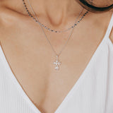 Masami Pearls Pendants Swirl Cross Pendant Decorated with Crystal & Freshwater Pearl