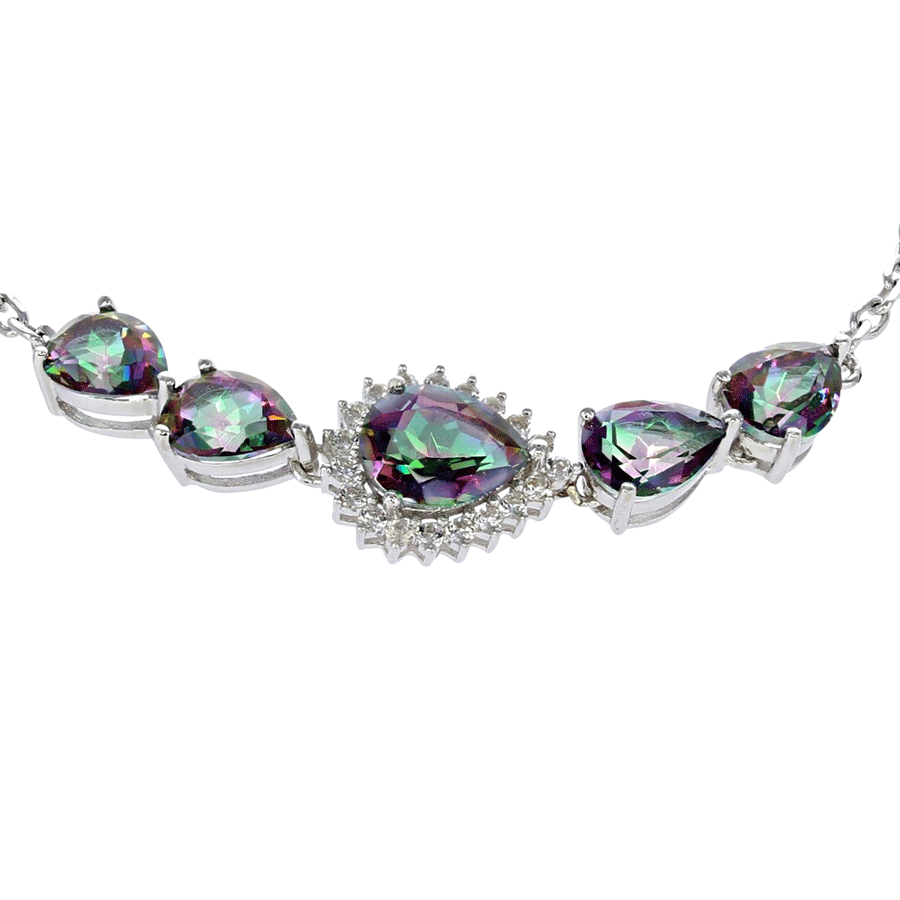 Mystic Bracelets Color / Purplr/Green/Pink Mystic Quartz Teardrop Drop Bracelet in Sterling Silver