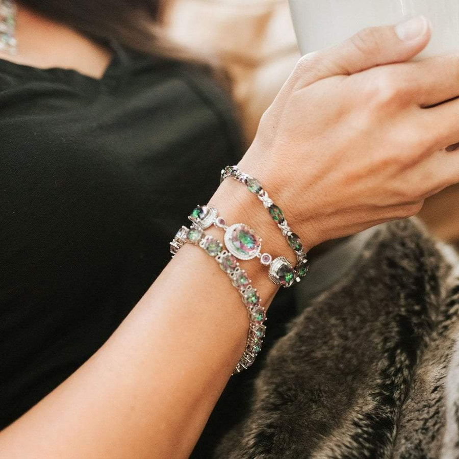 Mystic Bracelets Purple / Green / Pink Mystic Quartz Silver Bracelet