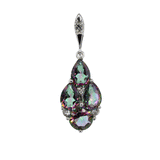 Mystic Earrings Color / Purple / Green / Pink Mystic Quartz Cluster Earrings in Sterling Silver with White Topaz Detail